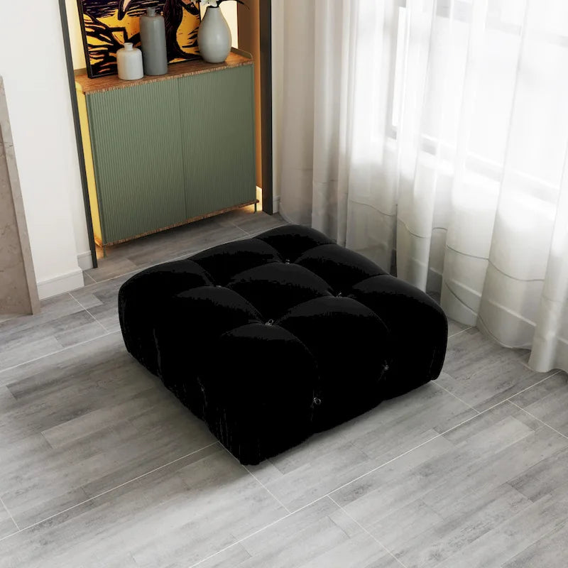 Canapé Sectionnel Modulable à Libre Combinaison en Velours Noir