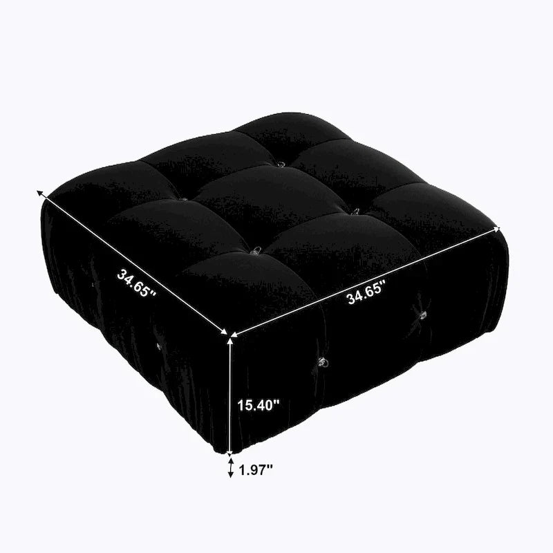 Canapé Sectionnel Modulable à Libre Combinaison en Velours Noir