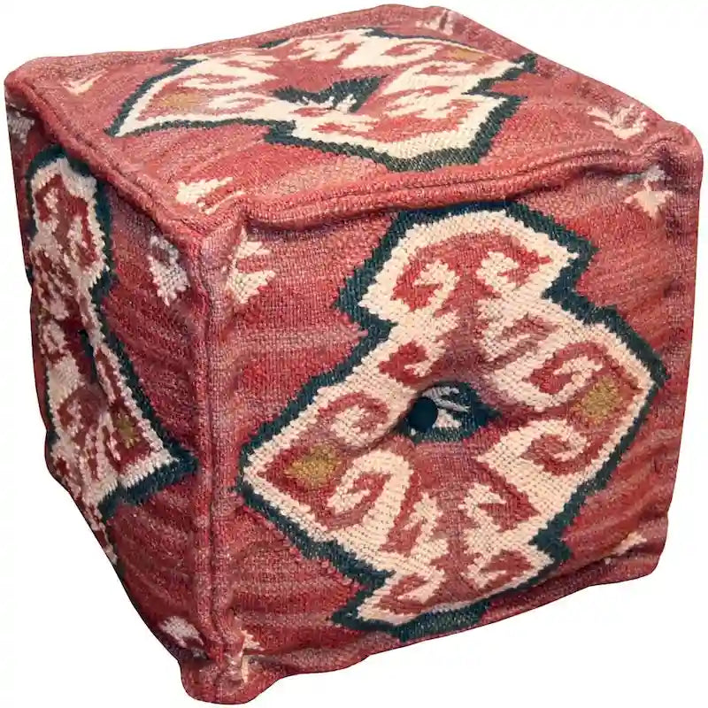 Pouf HERAT ORIENTAL fait main en Kilim de laine et de jute d'Inde