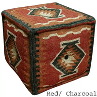 Pouf HERAT ORIENTAL fait main en Kilim de laine et de jute d'Inde