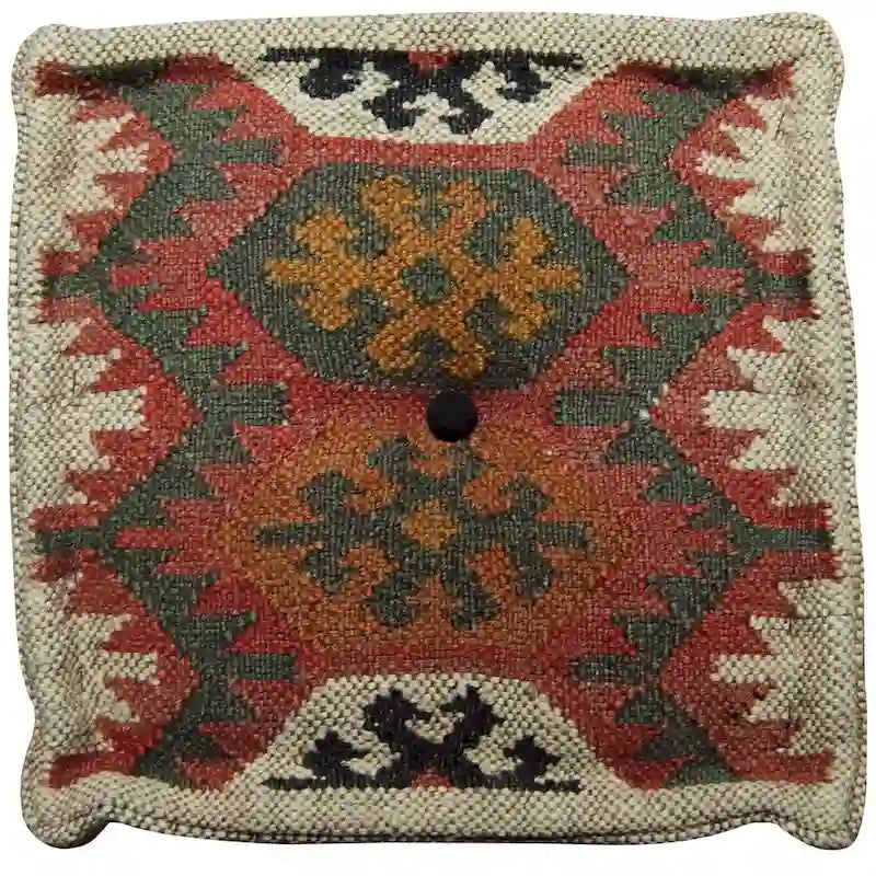Pouf HERAT ORIENTAL fait main en Kilim de laine et de jute d'Inde
