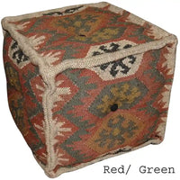Pouf HERAT ORIENTAL fait main en Kilim de laine et de jute d'Inde