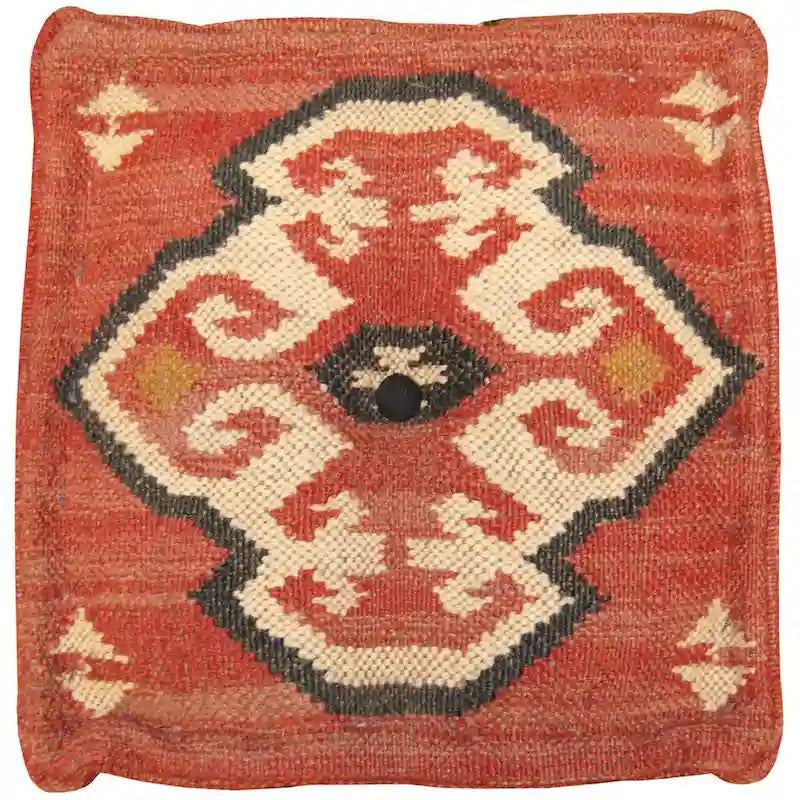 Pouf HERAT ORIENTAL fait main en Kilim de laine et de jute d'Inde