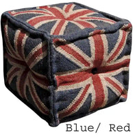 Pouf HERAT ORIENTAL fait main en Kilim de laine et de jute d'Inde