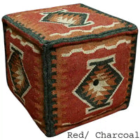 Pouf HERAT ORIENTAL fait main en Kilim de laine et de jute d'Inde
