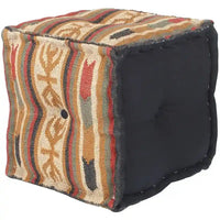 Pouf HERAT ORIENTAL fait main en Kilim de laine et de jute d'Inde