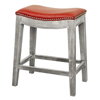 Tabouret de comptoir Elmo en cuir reconstitué à assise selle