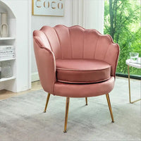 Fauteuil rond Cavett 28.3 large en velours avec pieds en métal doré