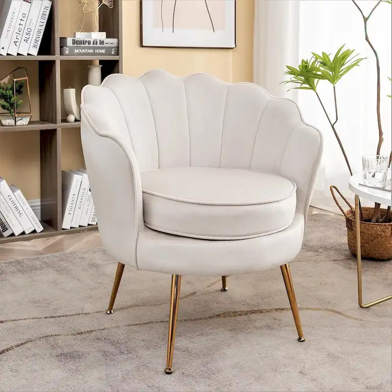 Fauteuil rond Cavett 28.3 large en velours avec pieds en métal doré