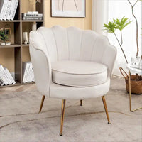 Fauteuil rond Cavett 28.3 large en velours avec pieds en métal doré