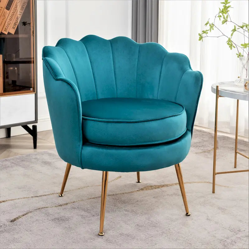 Fauteuil rond Cavett 28.3 large en velours avec pieds en métal doré