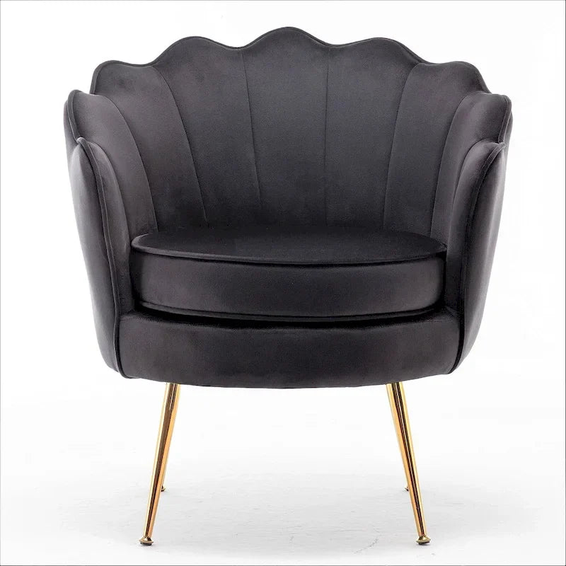 Fauteuil rond Cavett 28.3 large en velours avec pieds en métal doré