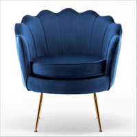 Fauteuil rond Cavett 28.3 large en velours avec pieds en métal doré