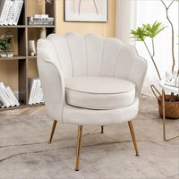 Fauteuil rond Cavett 28.3 large en velours avec pieds en métal doré