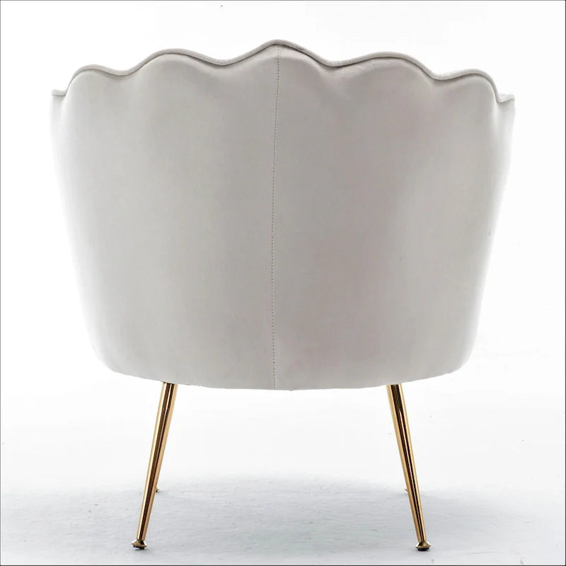 Fauteuil rond Cavett 28.3 large en velours avec pieds en métal doré