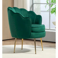 Fauteuil rond Cavett 28.3 large en velours avec pieds en métal doré