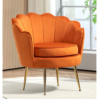 Fauteuil rond Cavett 28.3 large en velours avec pieds en métal doré