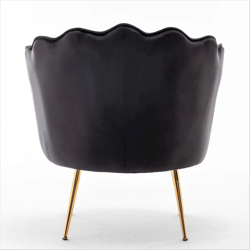 Fauteuil rond Cavett 28.3 large en velours avec pieds en métal doré