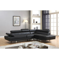 Ensemble Canapé Sectionnel de Salon GTU Furniture Forme L en Similicuir avec Méridienne Droite