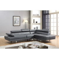 Ensemble Canapé Sectionnel de Salon GTU Furniture Forme L en Similicuir avec Méridienne Droite