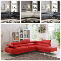 Ensemble Canapé Sectionnel de Salon GTU Furniture Forme L en Similicuir avec Méridienne Droite