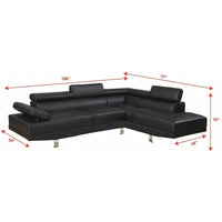 Ensemble Canapé Sectionnel de Salon GTU Furniture Forme L en Similicuir avec Méridienne Droite