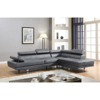 Ensemble Canapé Sectionnel de Salon GTU Furniture Forme L en Similicuir avec Méridienne Droite