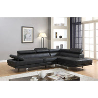 Ensemble Canapé Sectionnel de Salon GTU Furniture Forme L en Similicuir avec Méridienne Droite