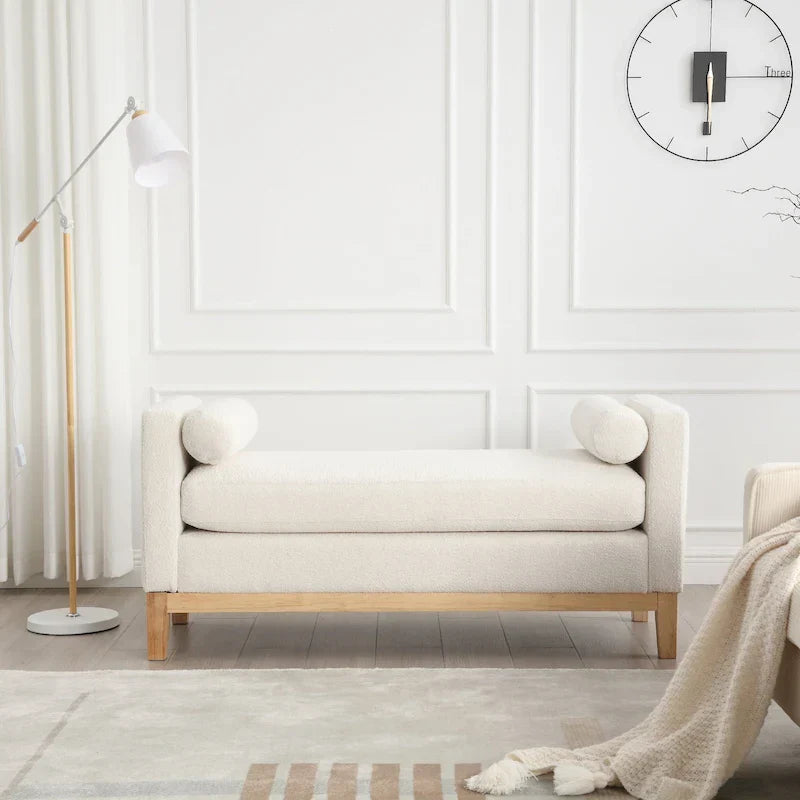 Banc élégant rembourré,avec pieds en bois