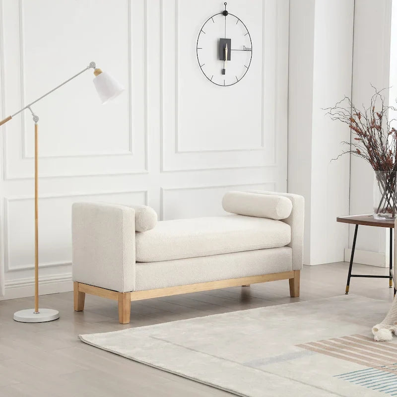 Banc élégant rembourré,avec pieds en bois