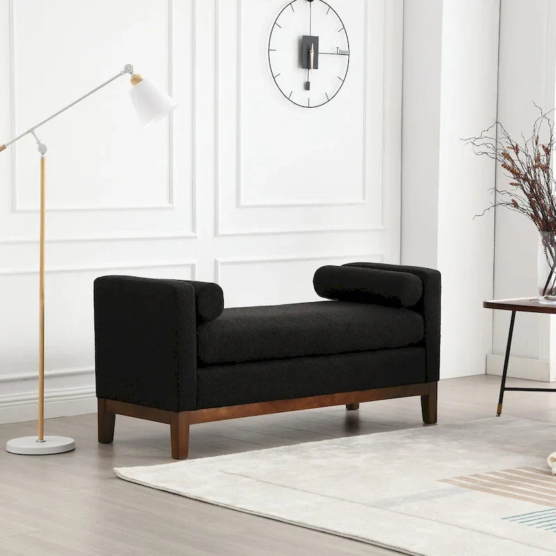 Banc élégant rembourré,avec pieds en bois