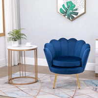 HOMCOM Fauteuil d'appoint élégant en velours/Fauteuil de club avec pieds en métal doré pour salon - 29,5 x 24,75 x 28,75