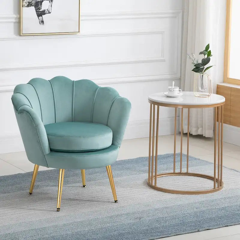 HOMCOM Fauteuil d'appoint élégant en velours/Fauteuil de club avec pieds en métal doré pour salon - 29,5 x 24,75 x 28,75