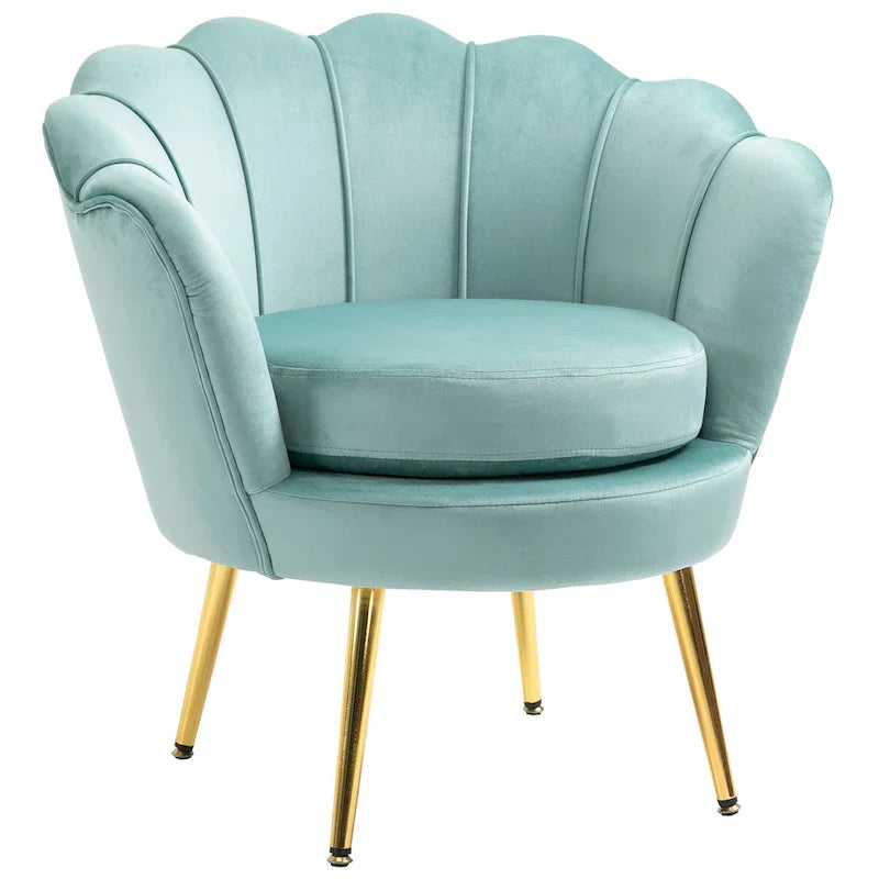 HOMCOM Fauteuil d'appoint élégant en velours/Fauteuil de club avec pieds en métal doré pour salon - 29,5 x 24,75 x 28,75