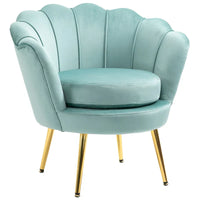 HOMCOM Fauteuil d'appoint élégant en velours/Fauteuil de club avec pieds en métal doré pour salon - 29,5 x 24,75 x 28,75
