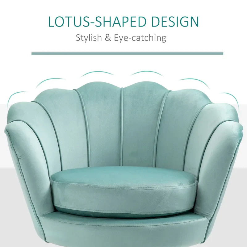 HOMCOM Fauteuil d'appoint élégant en velours/Fauteuil de club avec pieds en métal doré pour salon - 29,5 x 24,75 x 28,75