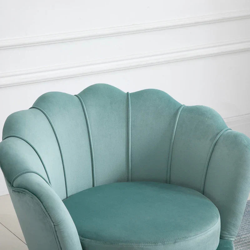 HOMCOM Fauteuil d'appoint élégant en velours/Fauteuil de club avec pieds en métal doré pour salon - 29,5 x 24,75 x 28,75