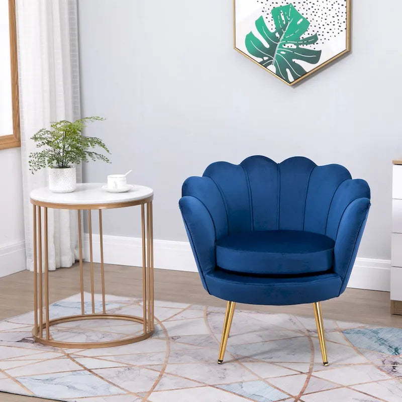 HOMCOM Fauteuil d'appoint élégant en velours/Fauteuil de club avec pieds en métal doré pour salon - 29,5 x 24,75 x 28,75