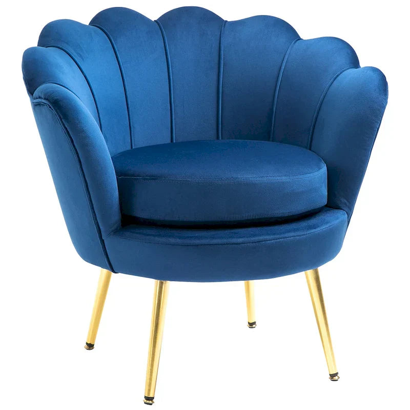 HOMCOM Fauteuil d'appoint élégant en velours/Fauteuil de club avec pieds en métal doré pour salon - 29,5 x 24,75 x 28,75