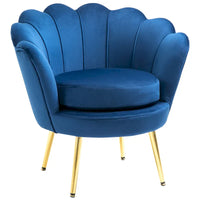 HOMCOM Fauteuil d'appoint élégant en velours/Fauteuil de club avec pieds en métal doré pour salon - 29,5 x 24,75 x 28,75