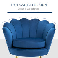 HOMCOM Fauteuil d'appoint élégant en velours/Fauteuil de club avec pieds en métal doré pour salon - 29,5 x 24,75 x 28,75