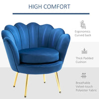 HOMCOM Fauteuil d'appoint élégant en velours/Fauteuil de club avec pieds en métal doré pour salon - 29,5 x 24,75 x 28,75