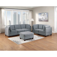 Pouf de cocktail tapissé de tissu effet lin