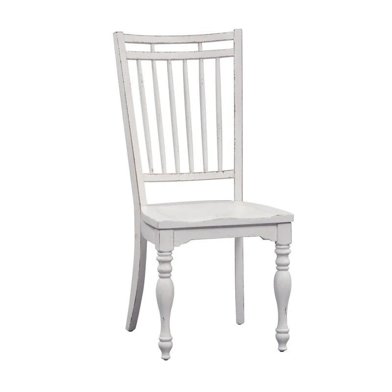 Chaise d'appoint à dossier à barreaux Magnolia Manor blanc antique écorce vieillie (lot de 2)