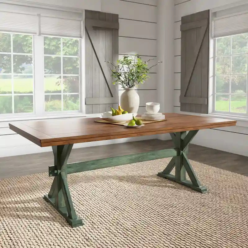 Table à manger Eleanor de 78 pouces en chêne avec piètement en X par iNSPIRE Q Classic