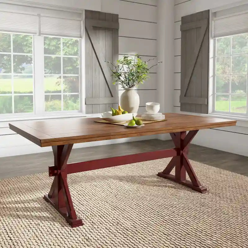 Table à manger Eleanor de 78 pouces en chêne avec piètement en X par iNSPIRE Q Classic