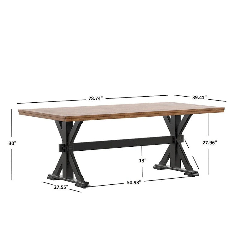 Table à manger Eleanor de 78 pouces en chêne avec piètement en X par iNSPIRE Q Classic