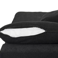Canapé Sectionnel Noir Commix Garni de Plumes Surdimensionné avec Pouf
