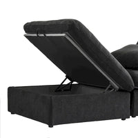 Canapé Sectionnel Noir Commix Garni de Plumes Surdimensionné avec Pouf