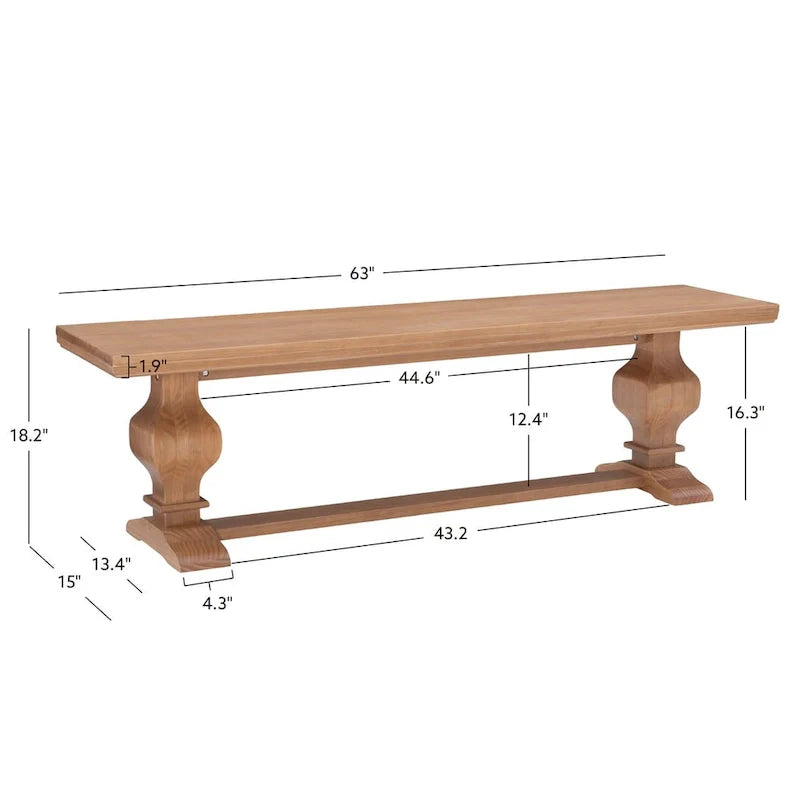 Banc de salle à manger Quinlan en bois massif